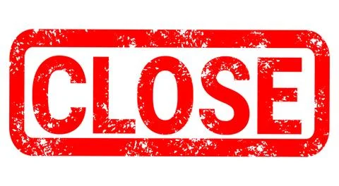 Close red rubber stamp on white background. Close stamp sign. Close stamp. 스톡 일러스트