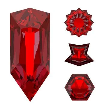 Close-up of a red ruby crystal isolated on a white background. Stock-Illustration