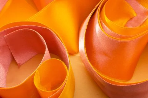 Close up of red silk Ribbons On Background Stock Photos