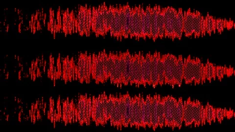 Close up of a red sound waves on a black background 스톡 동영상 297623889