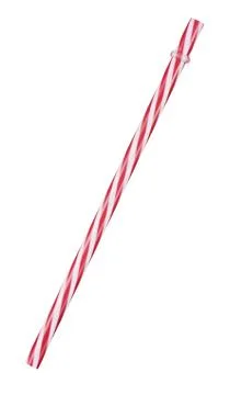 Close up of red, striped plastic straw isolated on white background Stock Photos