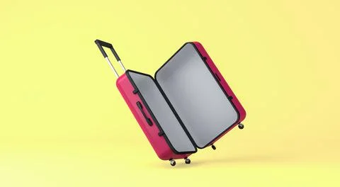 Close up of red suitcase falling down Stock Illustration