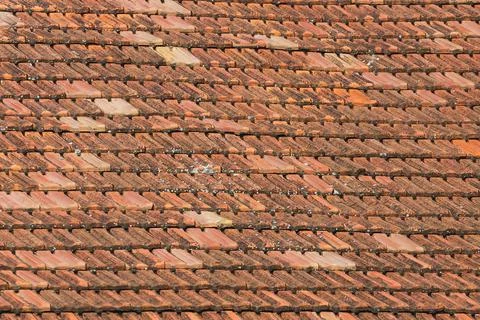 Close-up  red  tile roof. Pattern of roof texture and background Stock Photos