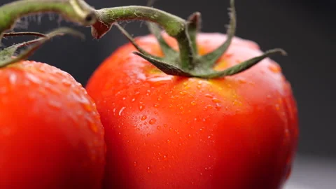 Close-up of red tomato with water drop Video stock 138070276