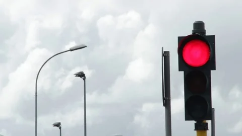 Close up red traffic light Stock Footage 75313128