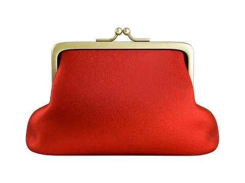 Close Red wallet 3d render on white no shadow Illustrazione stock