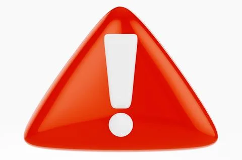 Close-up of red warning sign in triangular shape with white exclamation mark  Stock Illustration