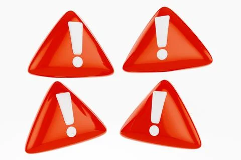 Close-up of red warning sign in triangular shape with white exclamation mark  Stock Illustration