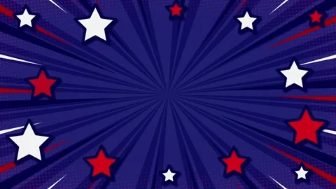 Close up of red, white, and blue star burst background Stock Footage 270536993