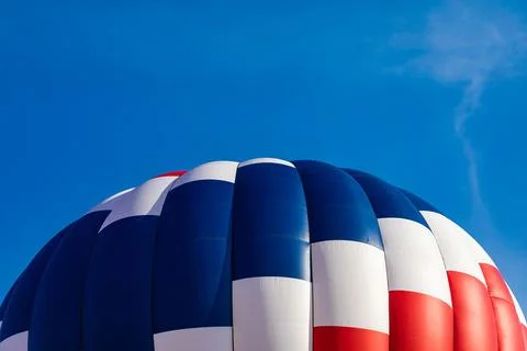 Close-up of red, white, and blue hot air balloon Stock Photos