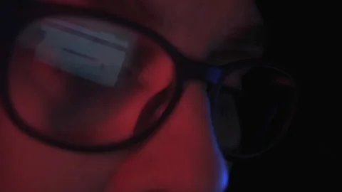 Close on Reflection in Female Hackers Glasses 4 Stock-Footage 154261279
