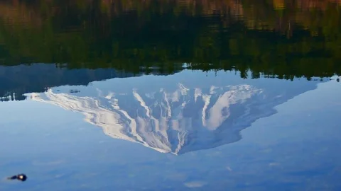 Close up Reflection of Mt. Fuji in the Lake. 01 Stock Footage 75217609