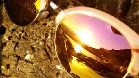 Close-up of the reflection of the sea in sunglasses Stock Footage 69221402