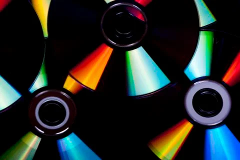Close up Reflections and Colors on Compact Discs 5 Stock Photos