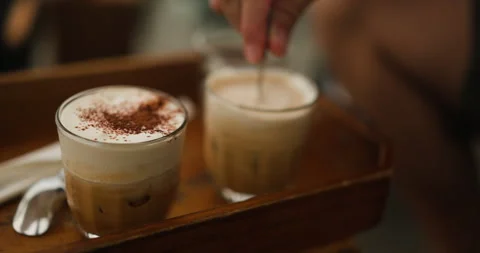 A Close-Up of Refreshing Vietnamese Salted Iced Coffee with Creamy Foam and Stock Footage 342455563
