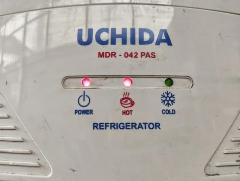 Close up of refrigerator water filter indicator light on Stock Photos