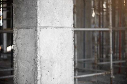 Close-up of Reinforced concrete structural column against the background of Stock Photos