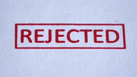Close Up of Rejected Stamp Coming Down on Paper Stock Footage 341898745