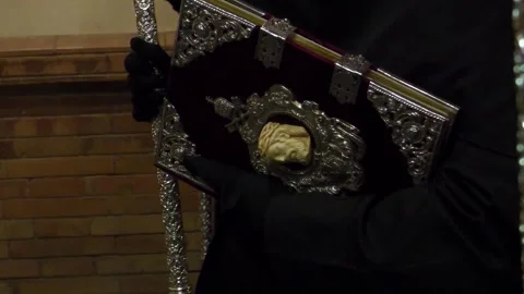 Close Up of Religious Book During Semana Santa in Seville Stock Footage 335942562