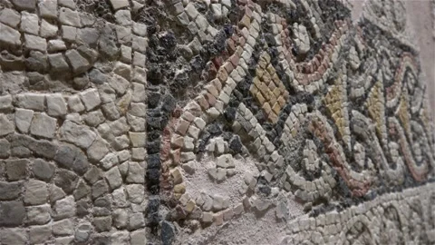 Close up remains of geometric mosaic pattern Stock Footage 157034993