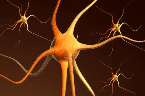 Close-up render of neuron brain cells Stock Illustration