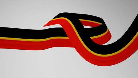 Close-up render of the twisted ribbon of the Angolan flag, the national colors Illustrazione stock