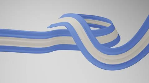 Close-up render of the twisted ribbon of the Argentinean flag, the national Stock Illustration