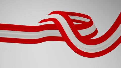 Close-up render of the twisted ribbon of the Austria flag, the national colors Stock Illustration