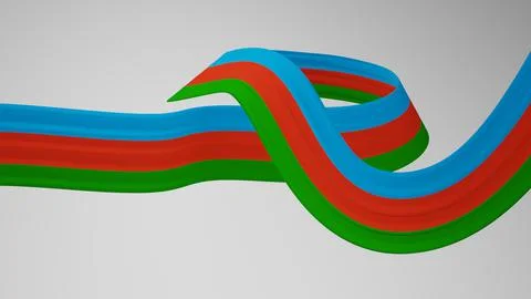 Close-up render of the twisted ribbon of the Azerbaijan flag, the national Stock Illustration