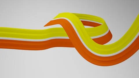 Close-up render of the twisted ribbon of the Bhutan flag, the national colors of Stock Illustration