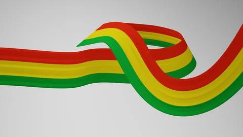 Close-up render of the twisted ribbon of the Bolivia flag, the national colors Stock Illustration