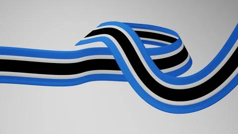 Close-up render of the twisted ribbon of the Botswana flag, the national colors Stock Illustration