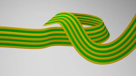 Close-up render of the twisted ribbon of the Brazil flag, the national colors of Stock Illustration
