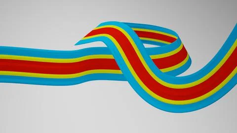 Close-up render of the twisted ribbon of the Democratic Republic of the Congo Stock Illustration