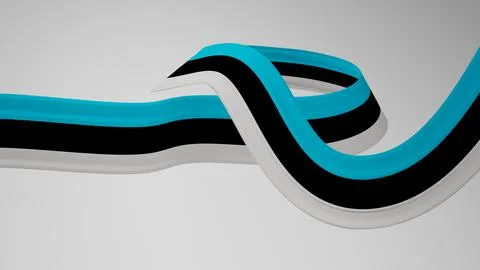 Close-up render of the twisted ribbon of the Estonia flag, the national colors Illustrazione stock