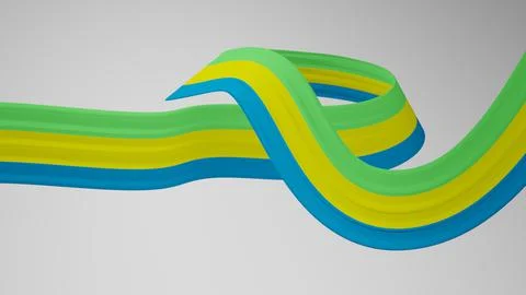Close-up render of the twisted ribbon of the Gabon flag, the national colors of Stock Illustration