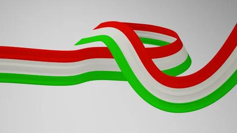 Close-up render of the twisted ribbon of the Hungary flag, the national colors Stock Illustration