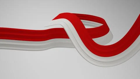 Close-up render of the twisted ribbon of the Indonesia flag, the national colors Stock Illustration