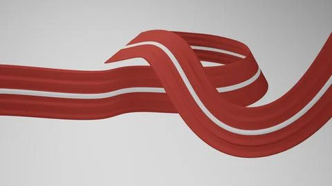 Close-up render of the twisted ribbon of the Latvia flag, the national colors of Stock Illustration