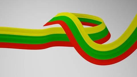 Close-up render of the twisted ribbon of the Lithuania flag, the national colors Stock Illustration