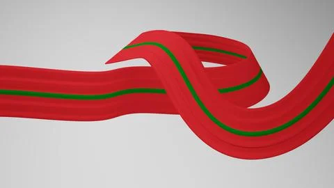 Close-up render of the twisted ribbon of the Morocco flag, the national colors Stock Illustration