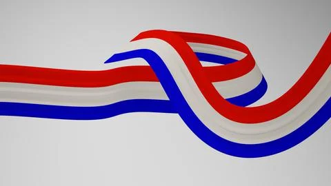 Close-up render of the twisted ribbon of the Netherlands flag, the national Illustrazione stock