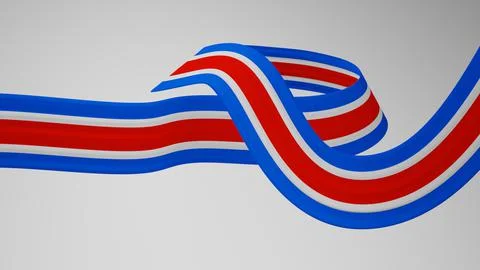 Close-up render of the twisted ribbon of the North Korea flag, the national Stock Illustration