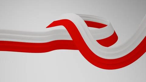 Close-up render of the twisted ribbon of the Poland flag, the national colors of Stock Illustration