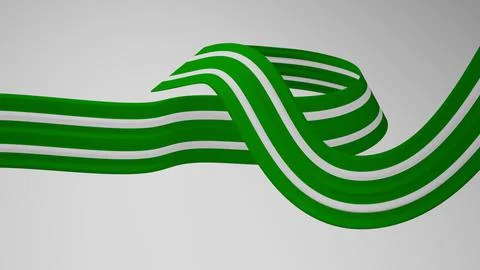 Close-up render of the twisted ribbon of the Saudi Arabia flag, the national Stock Illustration