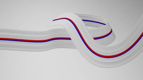 Close-up render of the twisted ribbon of the South Korea flag, the national Illustrazione stock