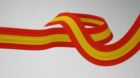 Close-up render of the twisted ribbon of the Spain flag, the national colors of Stock Illustration