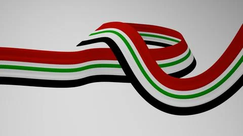Close-up render of the twisted ribbon of the Syria flag, the national colors of Stock Illustration
