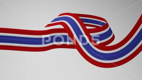 Close-up render of the twisted ribbon of the Thailand flag, the ...