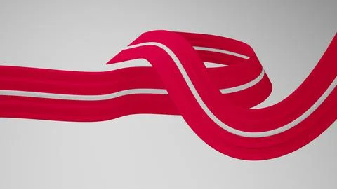 Close-up render of the twisted ribbon of the Tunisia flag, the national colors Stock Illustration